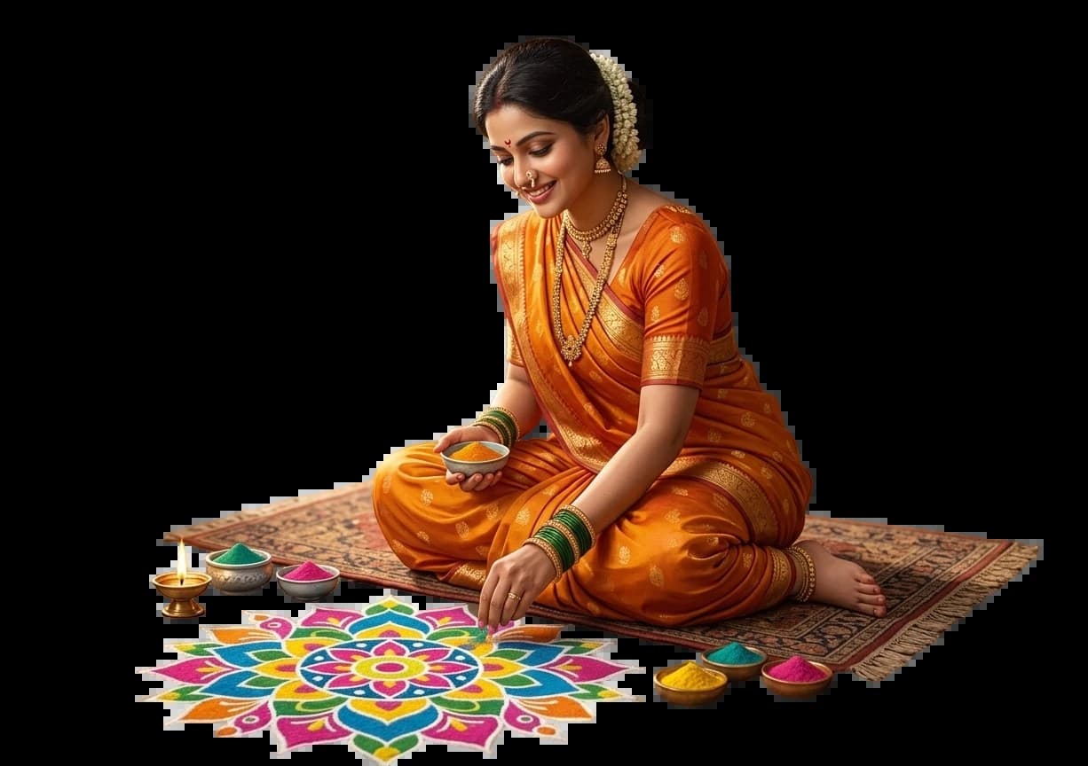 Marathi Woman making Rangoli